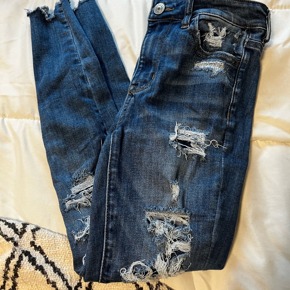 Distressed Blue Jeans